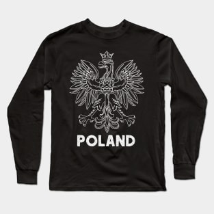 Poland/Polish Eagle Flag - Faded/Vintage Look Long Sleeve T-Shirt